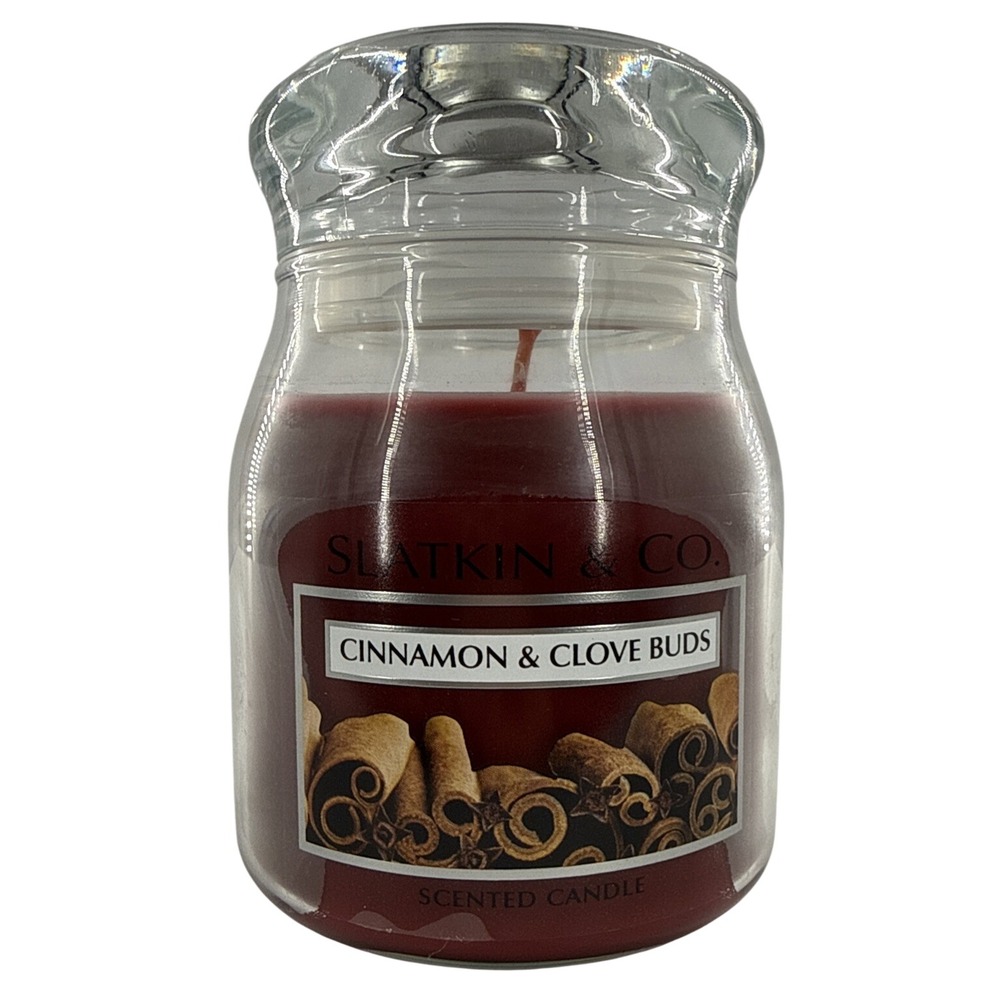 Slatkin & Co Cinnamon & Clove Buds Scented Candle 14.5 oz Glass Jar Red Wax